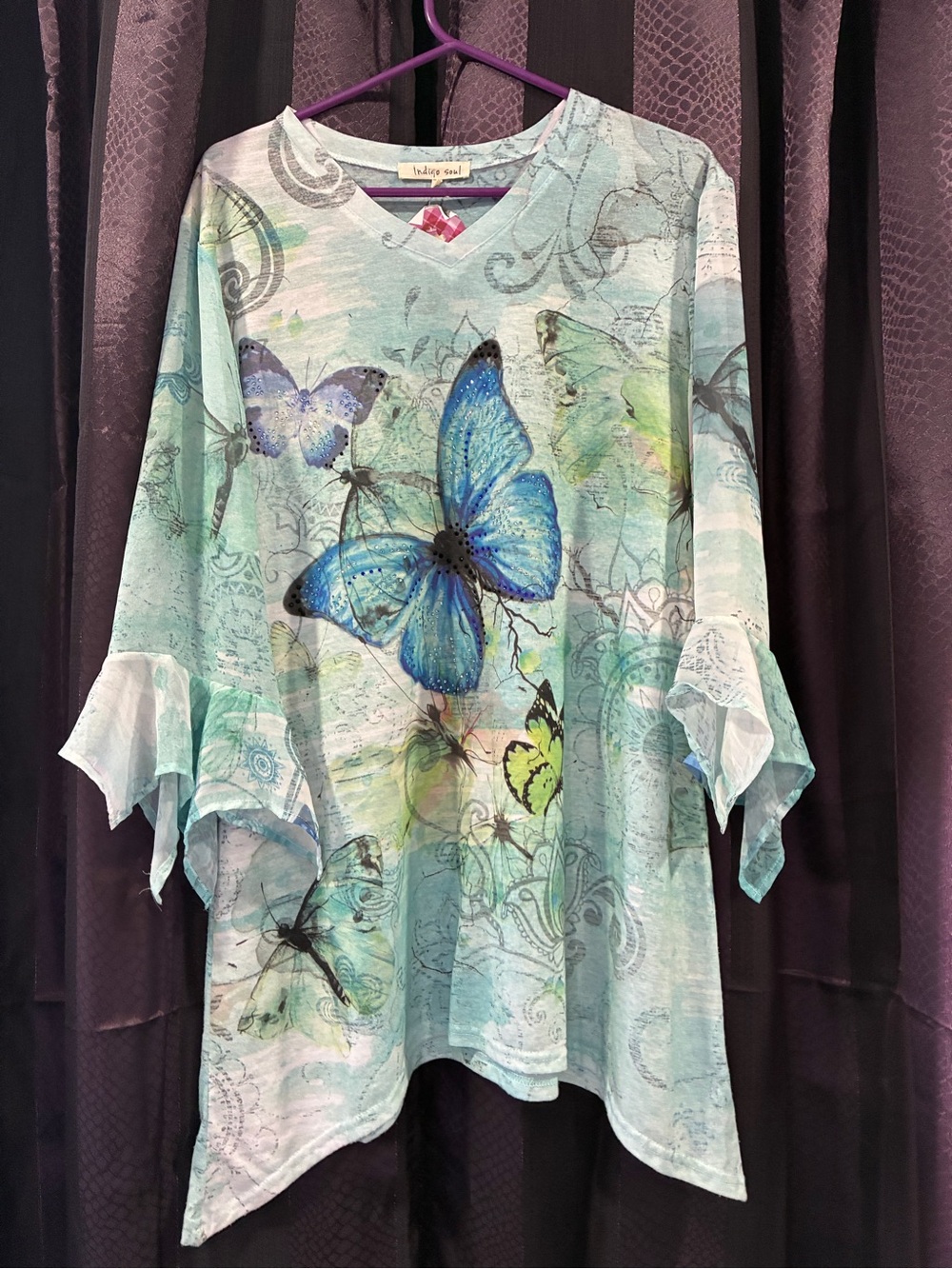 Whimsy fairy longsleeve flowy sleeves butterfly top size L